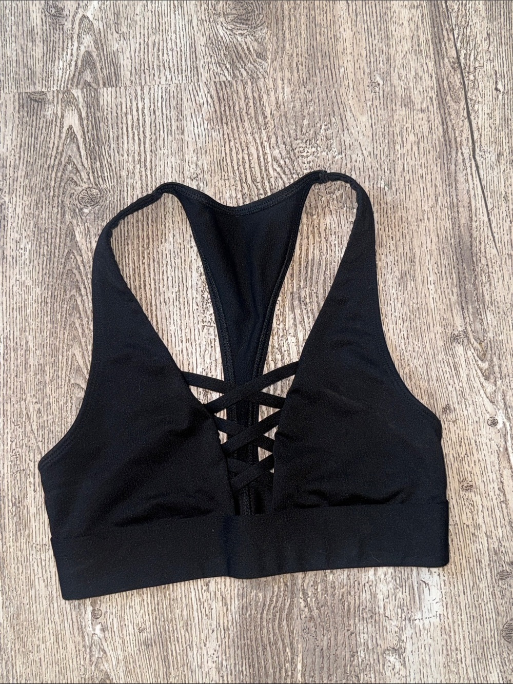 PINK Victoria's Secret Black Strappy Racerback Sports Bra